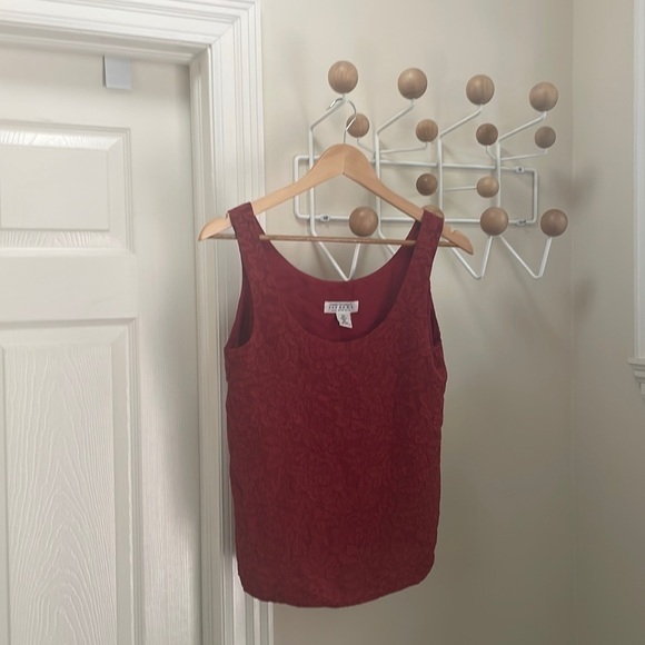 Express - 100% Pure Silk Floral Sleeveless Shirt Top - Red - Xsmall - Picture 1 of 8
